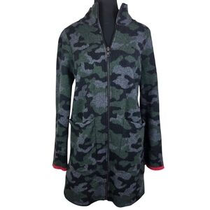 Field Flower By Anthropologie Women's Wool Camouflage Pea Coat Size Small